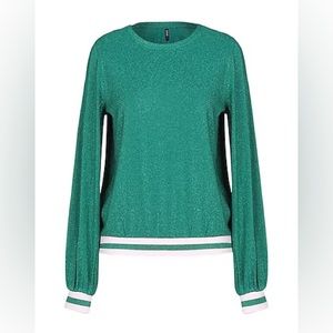 NWOT ONLY (xs) lightweight sweatshirt, Metallic Green with pink cuffs